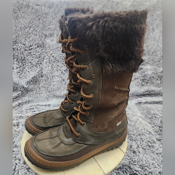 MERRELL Decora Prelude Winter Snow Boot WP Faux Fur Tall 200g Women's Size 7 - Picture 4 of 9